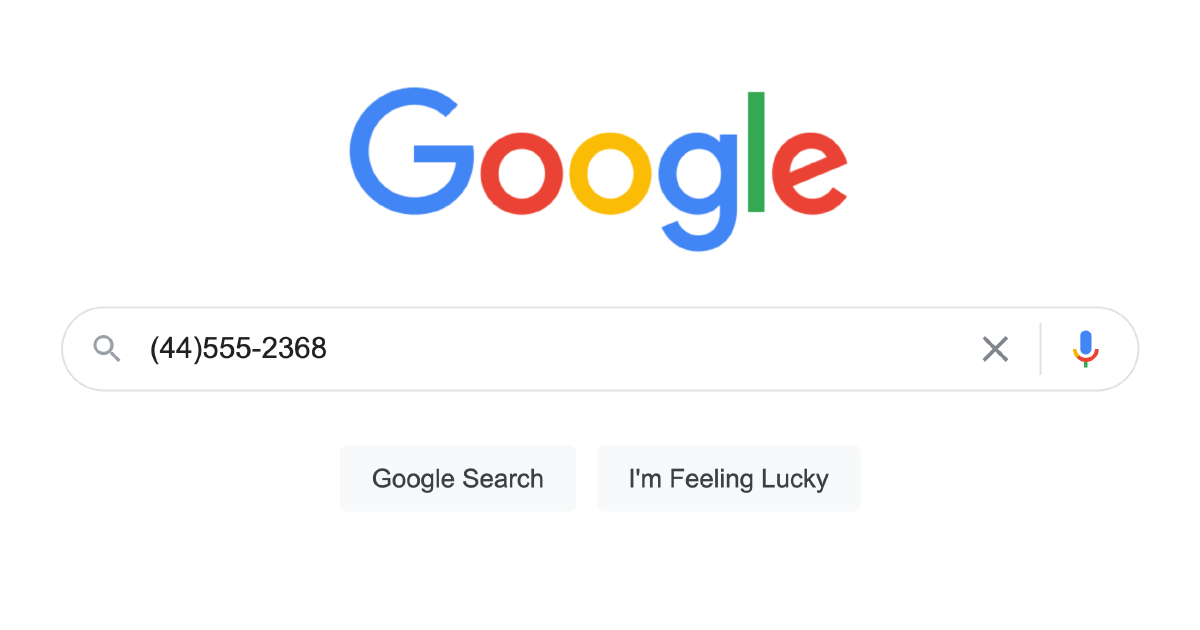 Arama bölümüne telefon numarası girilmiş Chrome internet tarayıcısının ekran görüntüsü
