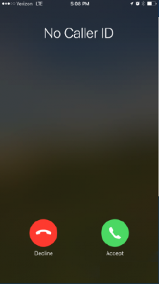 Arayanın Kimliği Olmadığı Bir Aramanın Ekran Görüntüsü