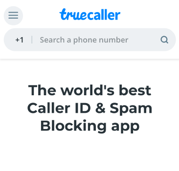 Chrome internet tarayıcısı üzerinden Truecaller arama bölümünün ekran görüntüsü